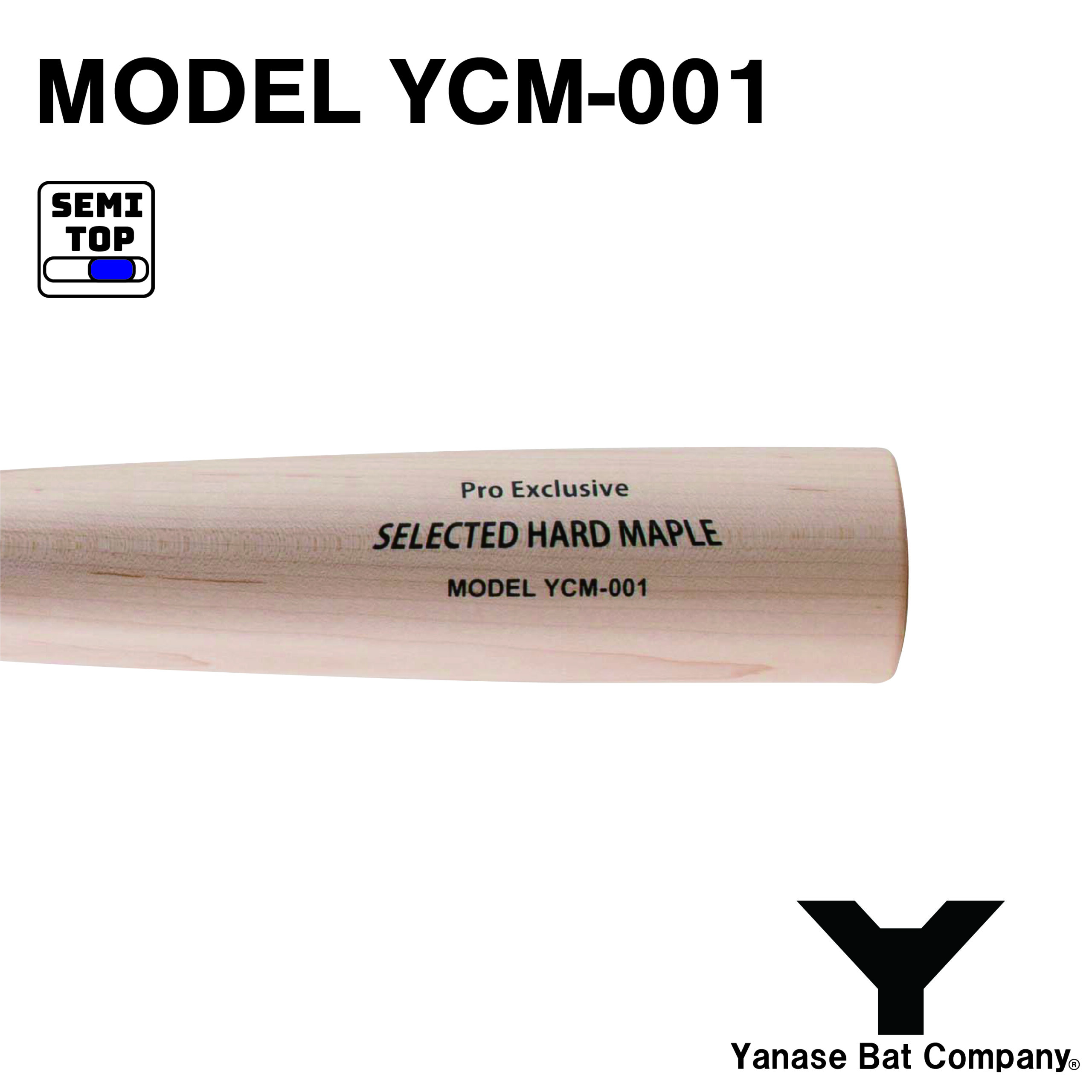 重さ約880グラム硬式木製バット　ヤナセ　YCM-001